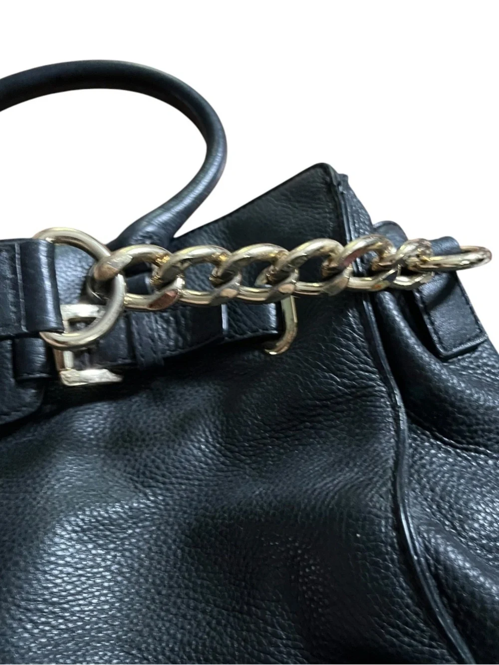 Michael Kors Black Pebbled Leather Tote with Gold Hardware